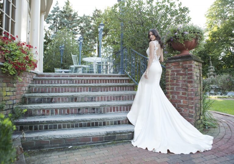 Plunging Neck and Illusion Back Lace Applique Gown - εικόνα 9