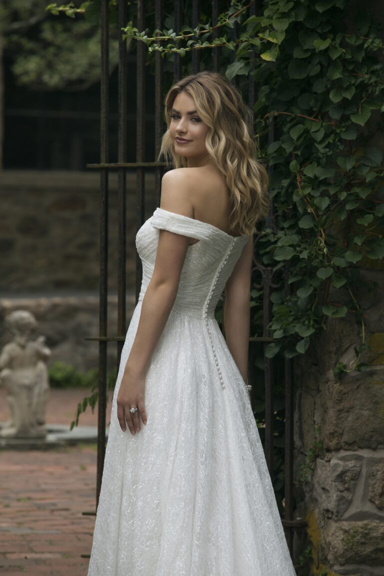 Allover Ruched Lace Off the Shoulder A-Line Gown - εικόνα 7