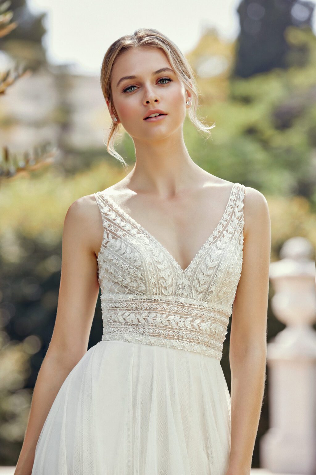 English Net A-Line Dress with Beaded Bodice - εικόνα 1
