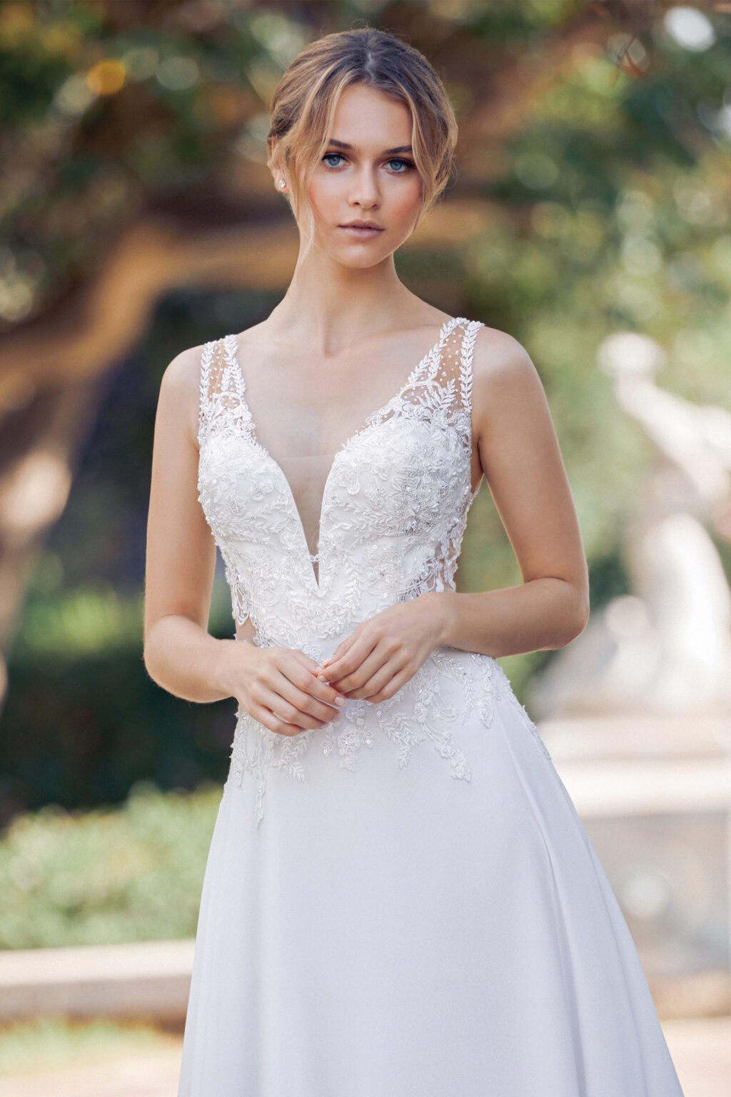Chiffon A-Line dress with Chapel Length Train - εικόνα 1