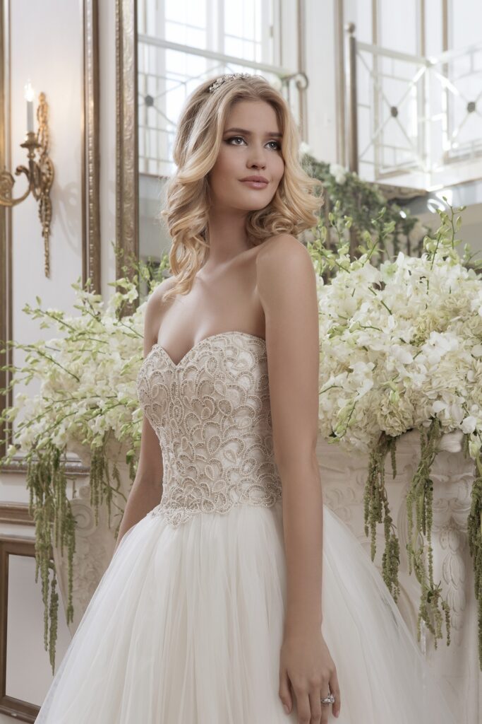 Beaded Lace and Tulle Layered Skirt Ball Gown - εικόνα 1