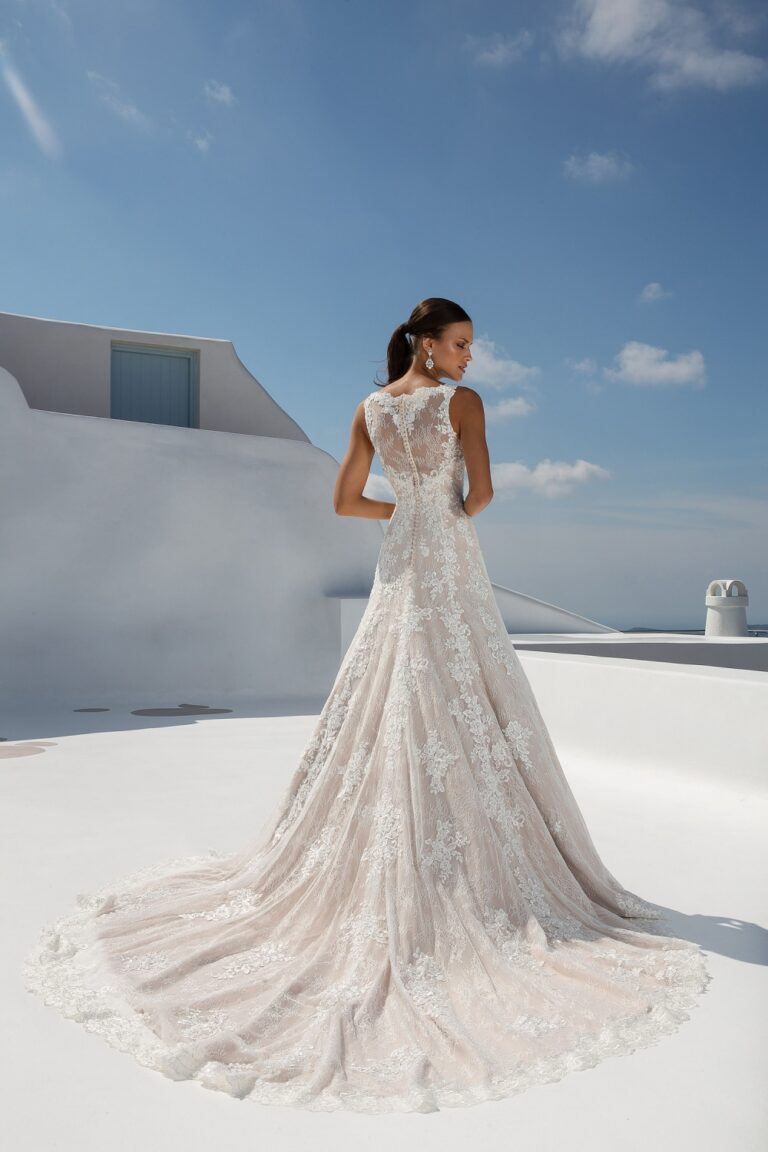 Allover Lace A-Line Gown with Illusion Back Bodice - εικόνα 3