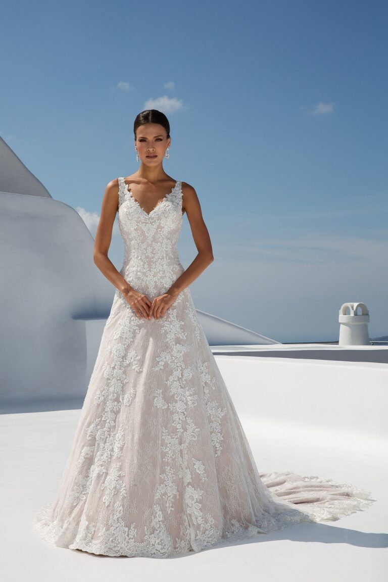 Allover Lace A-Line Gown with Illusion Back Bodice - εικόνα 4