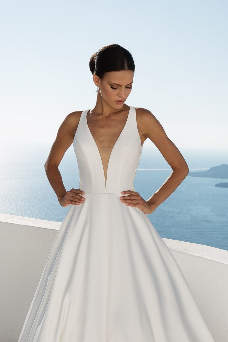 Νυφικό 88021 Mikado Ball Gown with Beaded Cut Out Back