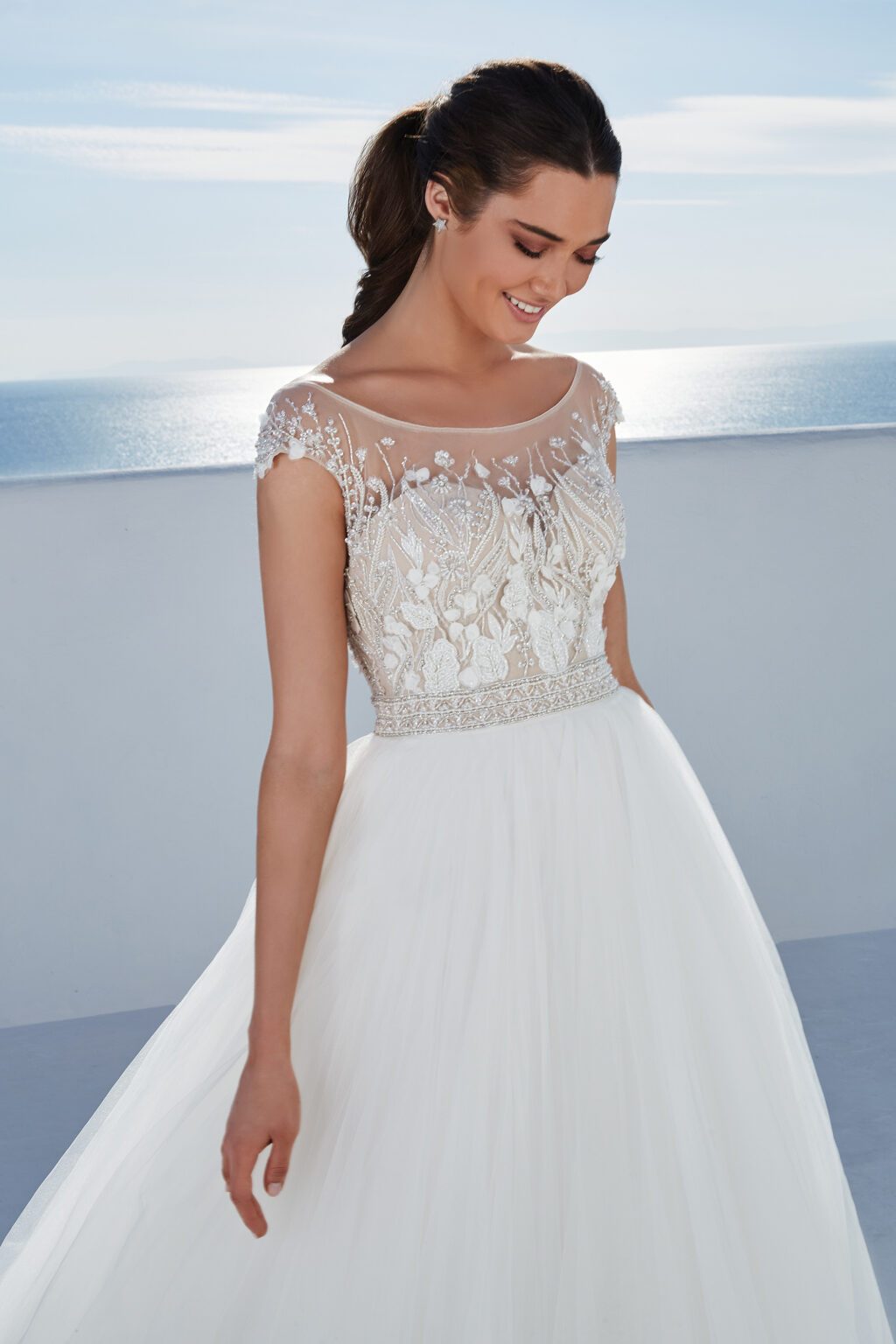 Tulle Ball Gown Embellished with Beading and 3D Chiffon Flowers - εικόνα 1