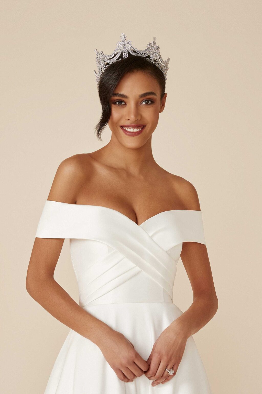 Stretch Mikado A-Line Dress with Cuffed Off the Shoulder Neckline - εικόνα 1