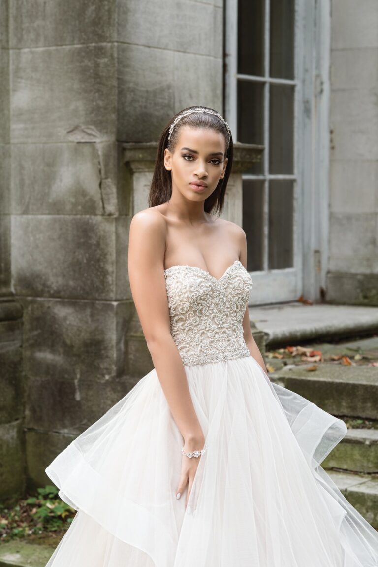 Νυφικό 9869 Opulently Beaded Layedred Tea Lenght Ball Gown