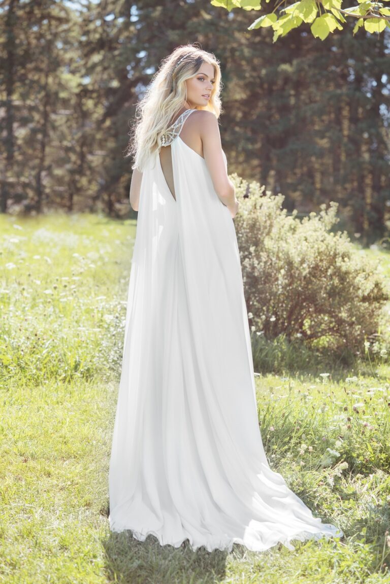 Grecian Chiffon Gown with Plunging Neckline - εικόνα 6
