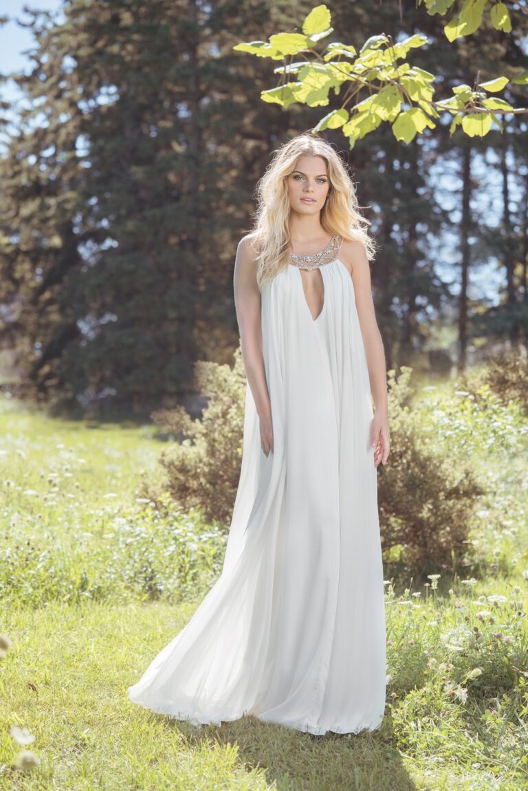 Grecian Chiffon Gown with Plunging Neckline - εικόνα 4