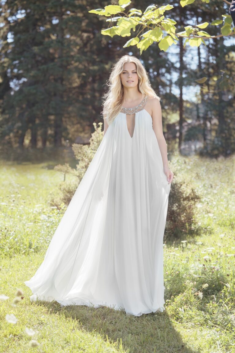 Grecian Chiffon Gown with Plunging Neckline - εικόνα 3