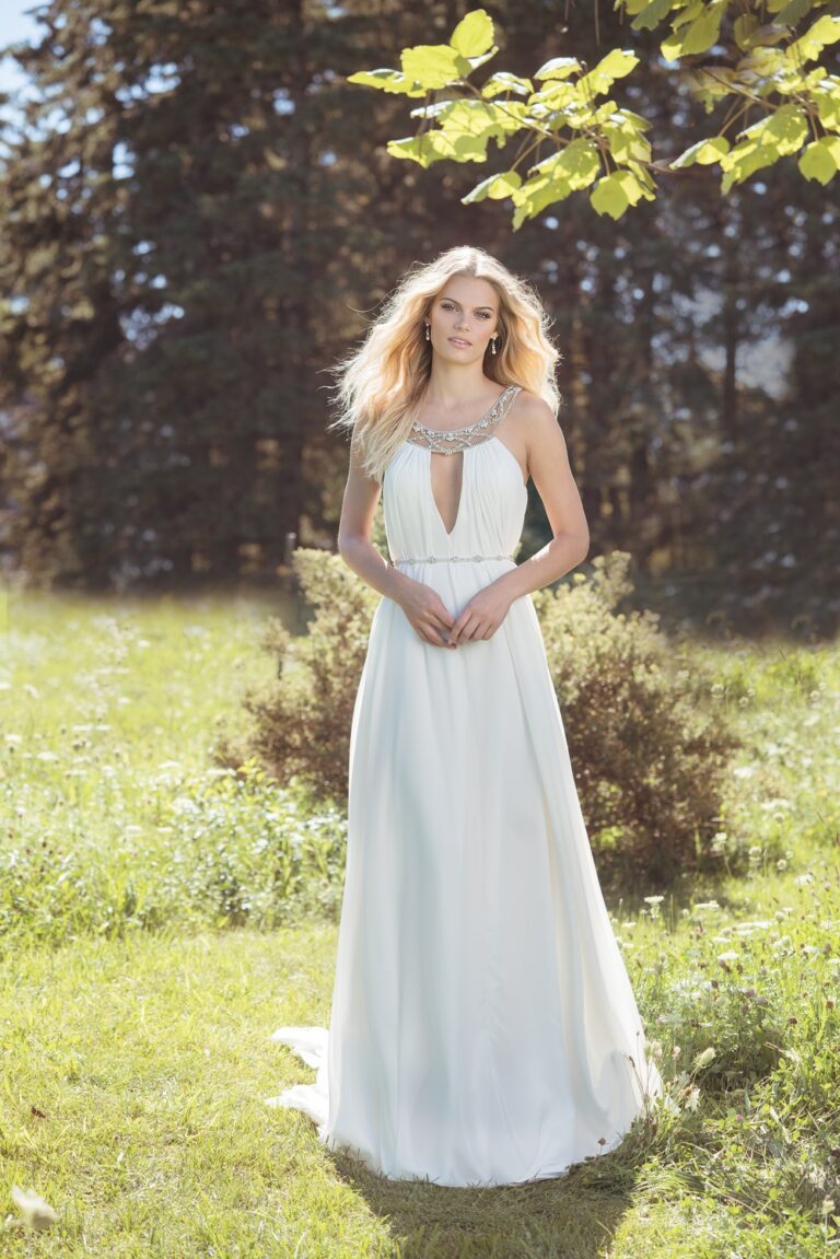 Grecian Chiffon Gown with Plunging Neckline - εικόνα 8
