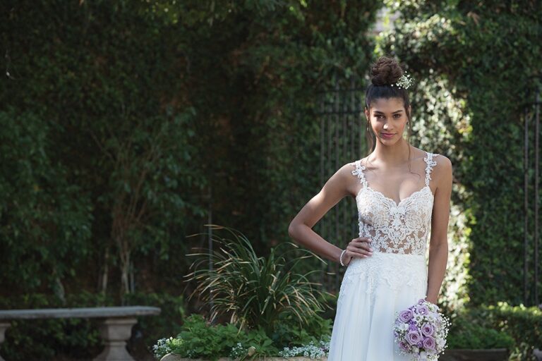 Illusion Bodice A-Line Gown with Delicate Chiffon Skirt - εικόνα 6