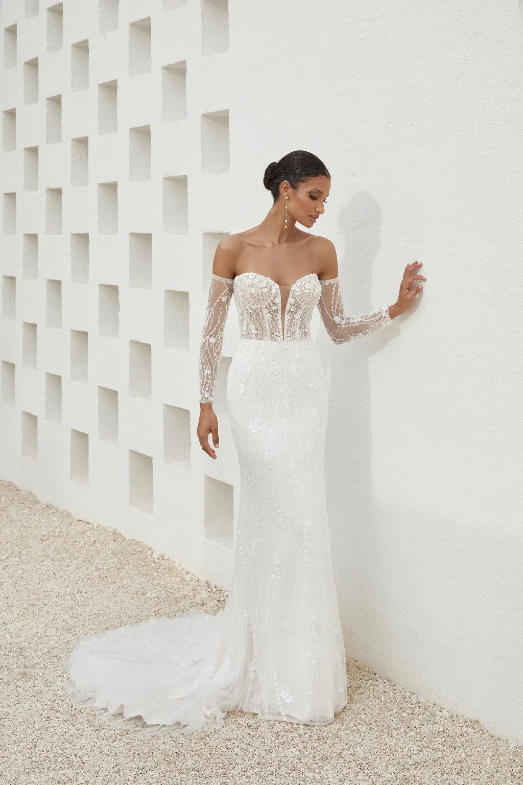 11361 - Strapless Allover Beaded Fit and Flare Wedding Gown - εικόνα 1