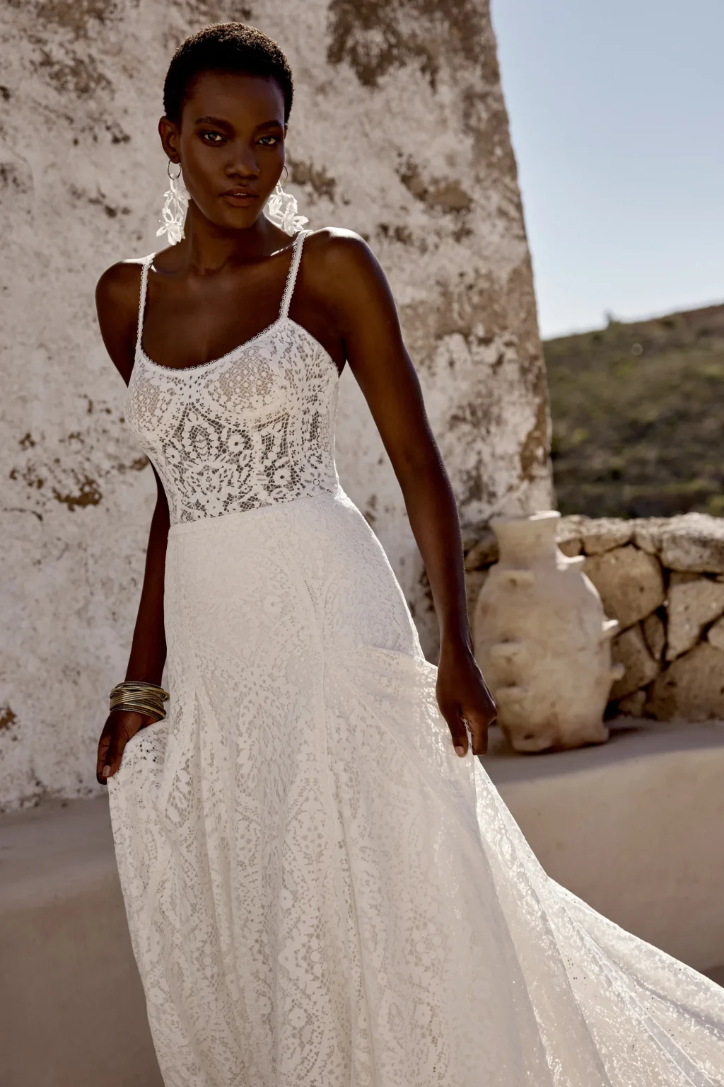 66358 - Allover Lace A-Line Gown with Scoop Neckline and Sheer Bodice - εικόνα 1