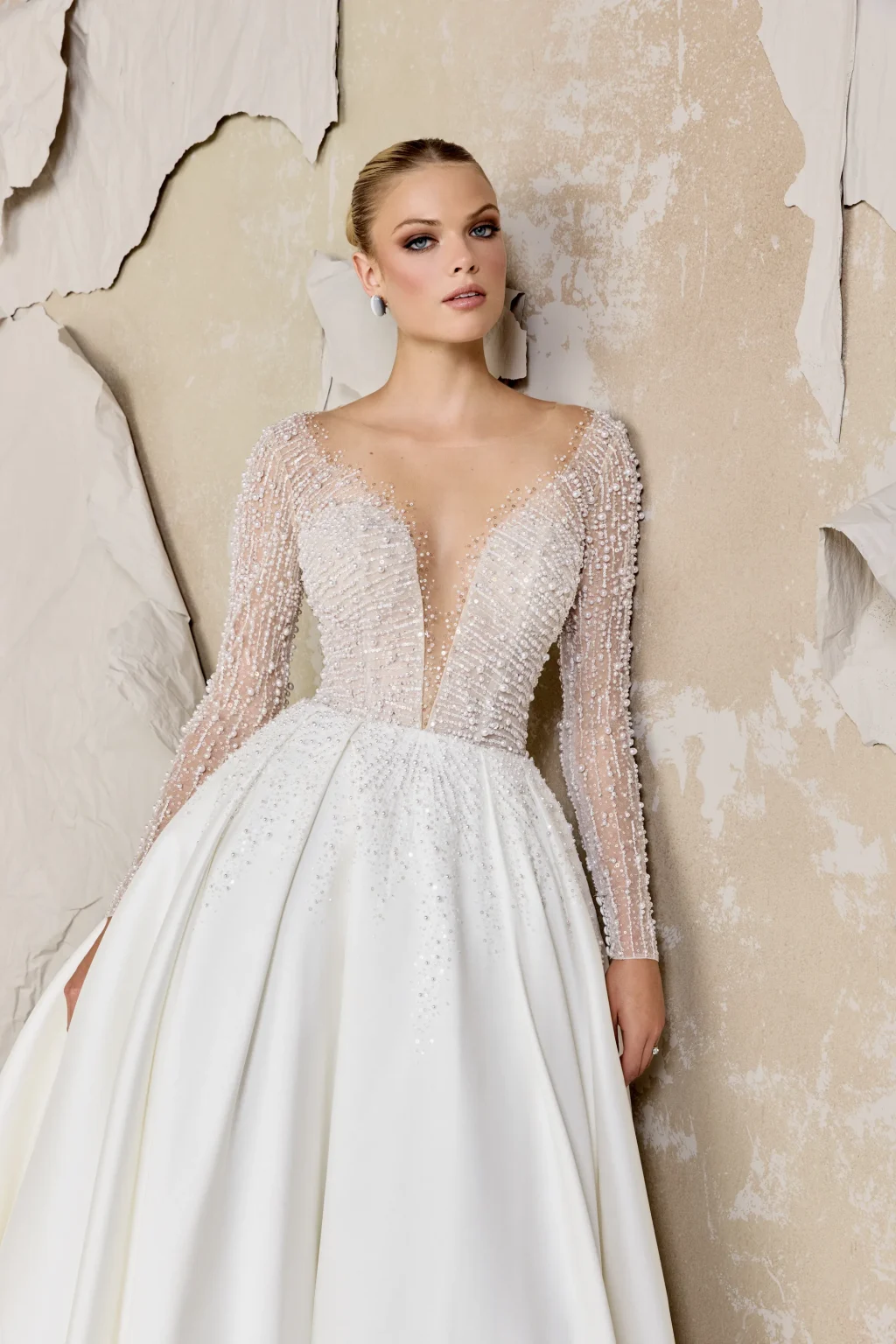 99329 - Mikado Ball Gown with Beaded Plunging Sabrina Neckline - εικόνα 1