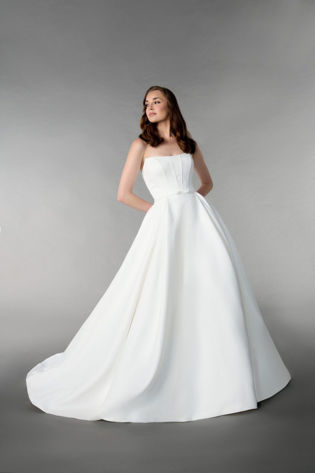 55221 – Strapless Mikado Ball Gown με Κορσέ & Λεπτή Ζώνη - εικόνα 1