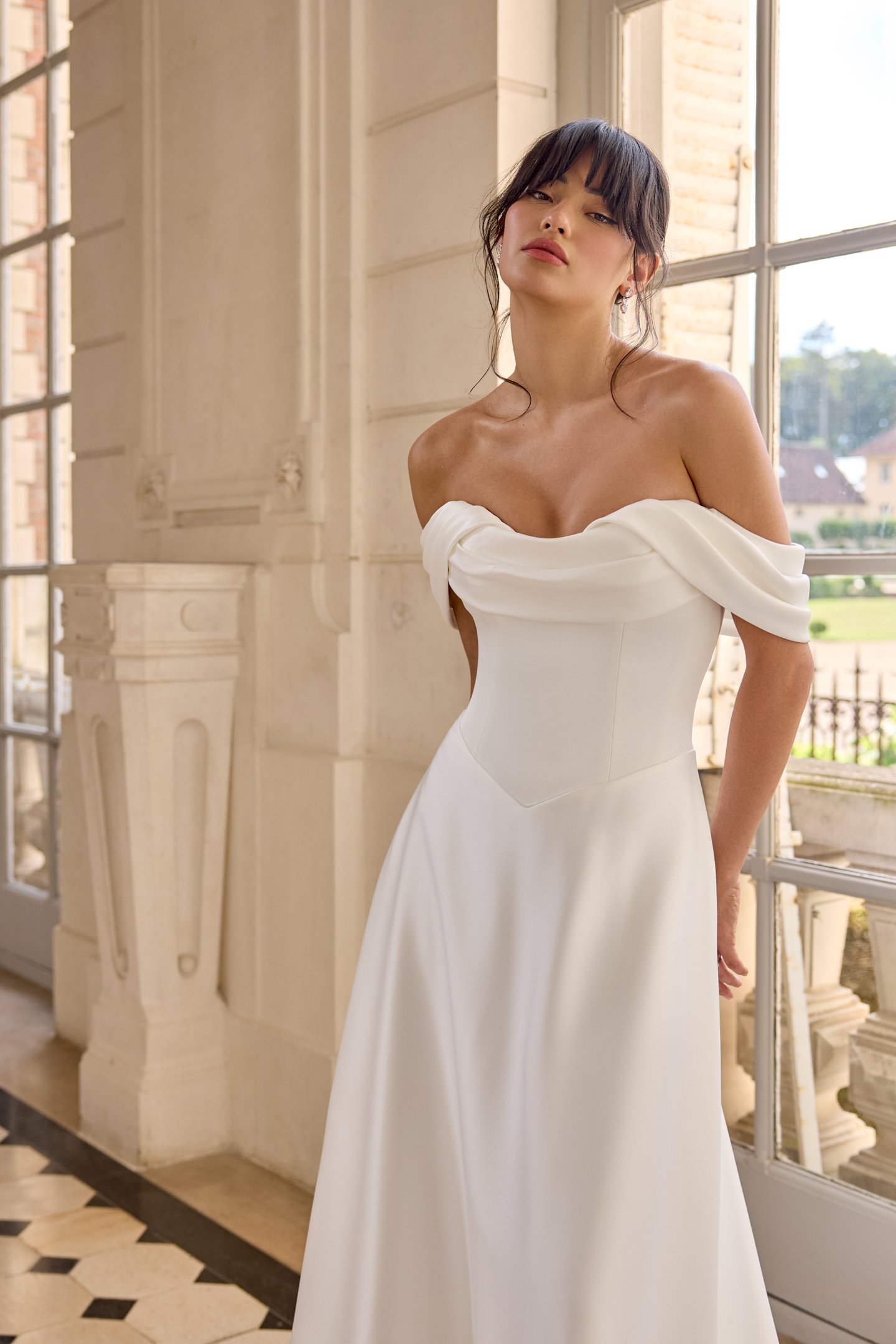 Cezanne 11428 - λεπτομέρεια draped Off-Shoulder μπούστου