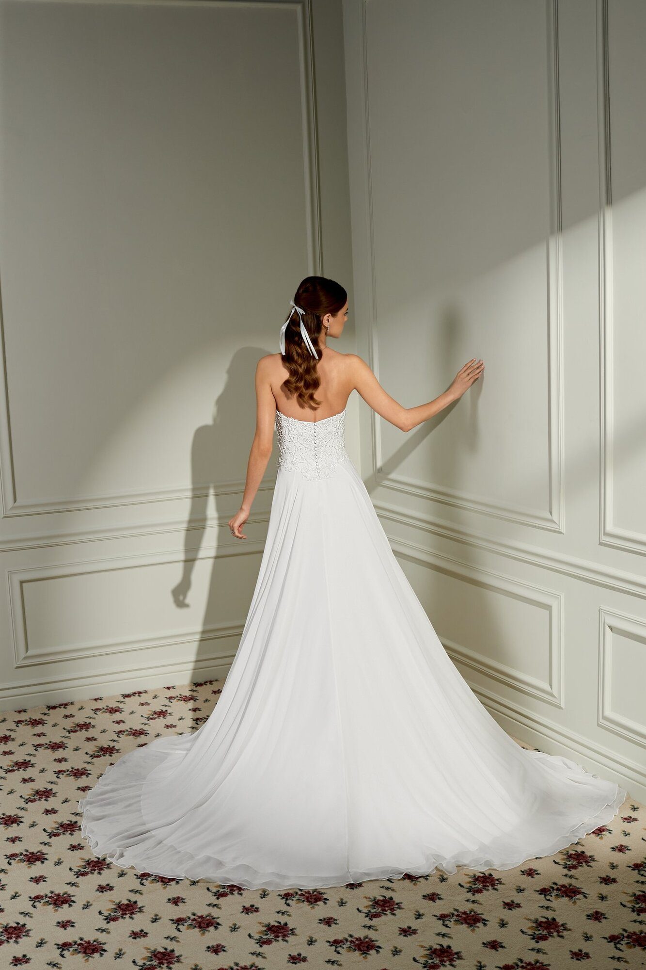 Penny 11468 - Chiffon A-Line νυφικό με ουρά Sweep - πίσω όψη