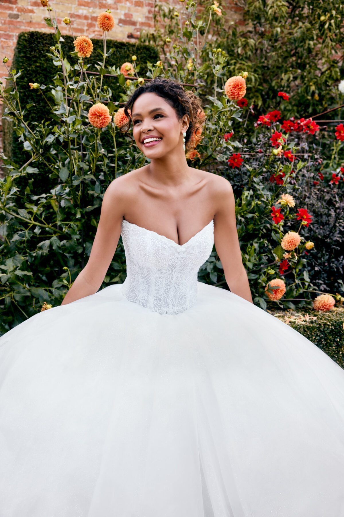 20089 - Ball Gown Νυφικό με Glitter Tulle, Beaded Corset & Sweetheart Ντεκολτέ - εικόνα 3