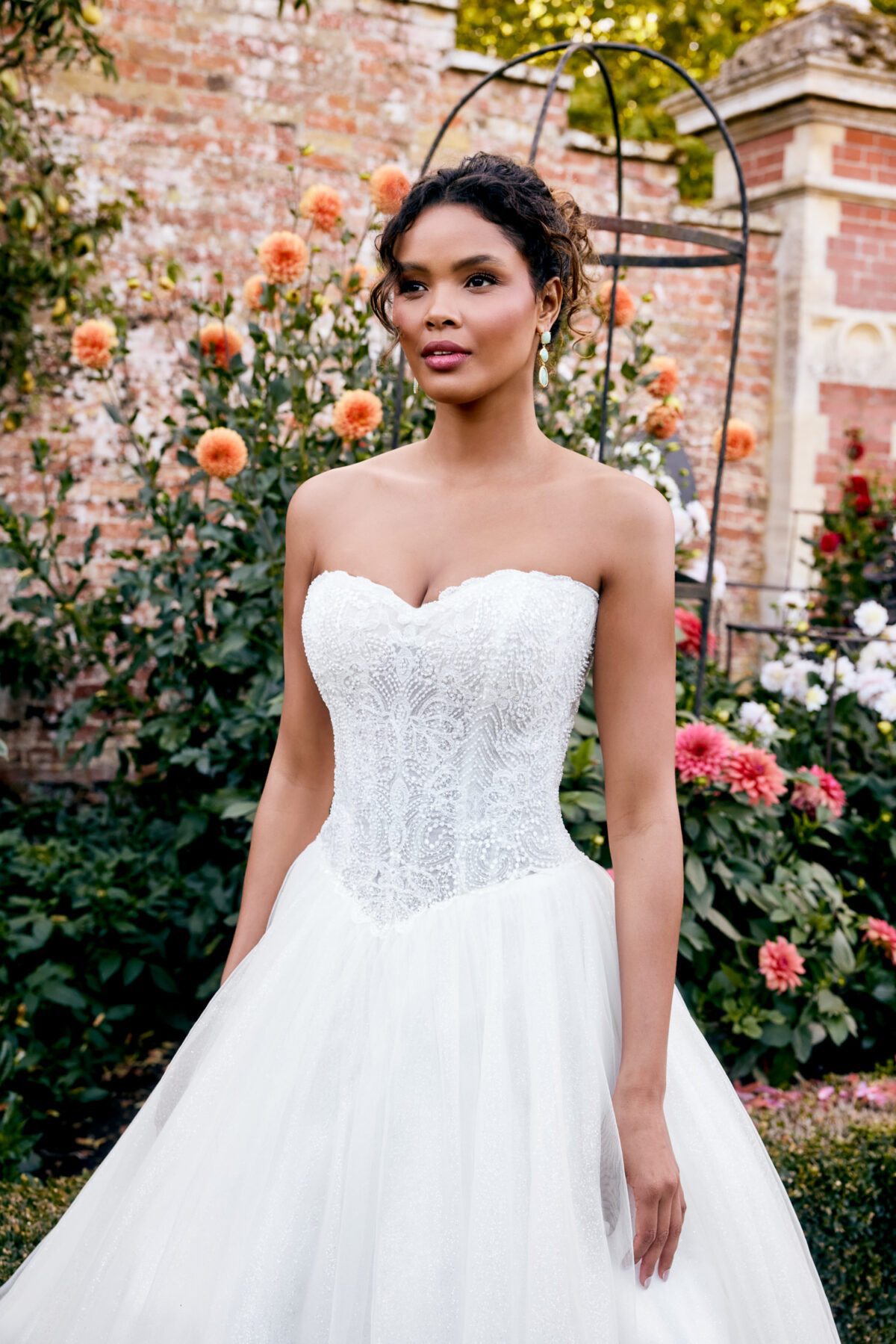 20089 - Ball Gown Νυφικό με Glitter Tulle, Beaded Corset & Sweetheart Ντεκολτέ - εικόνα 4