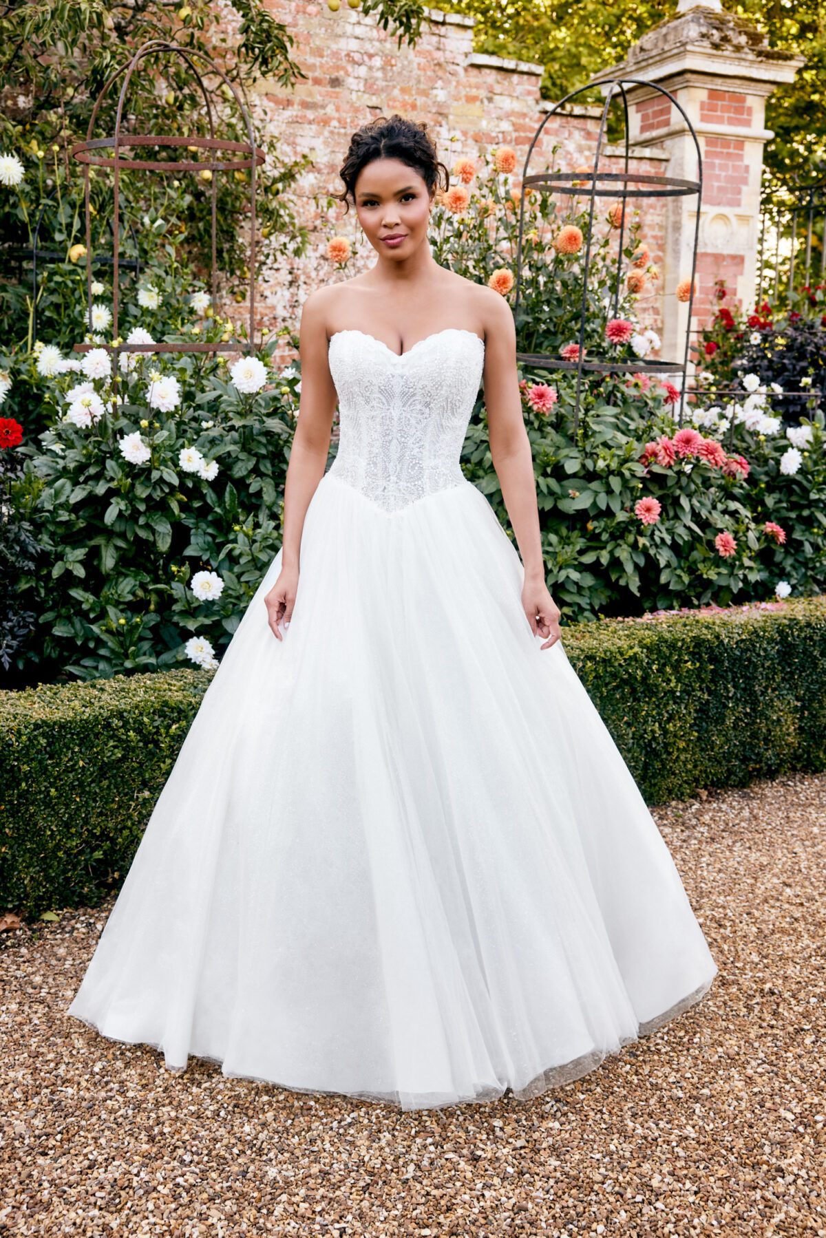 20089 - Ball Gown Νυφικό με Glitter Tulle, Beaded Corset & Sweetheart Ντεκολτέ - εικόνα 6