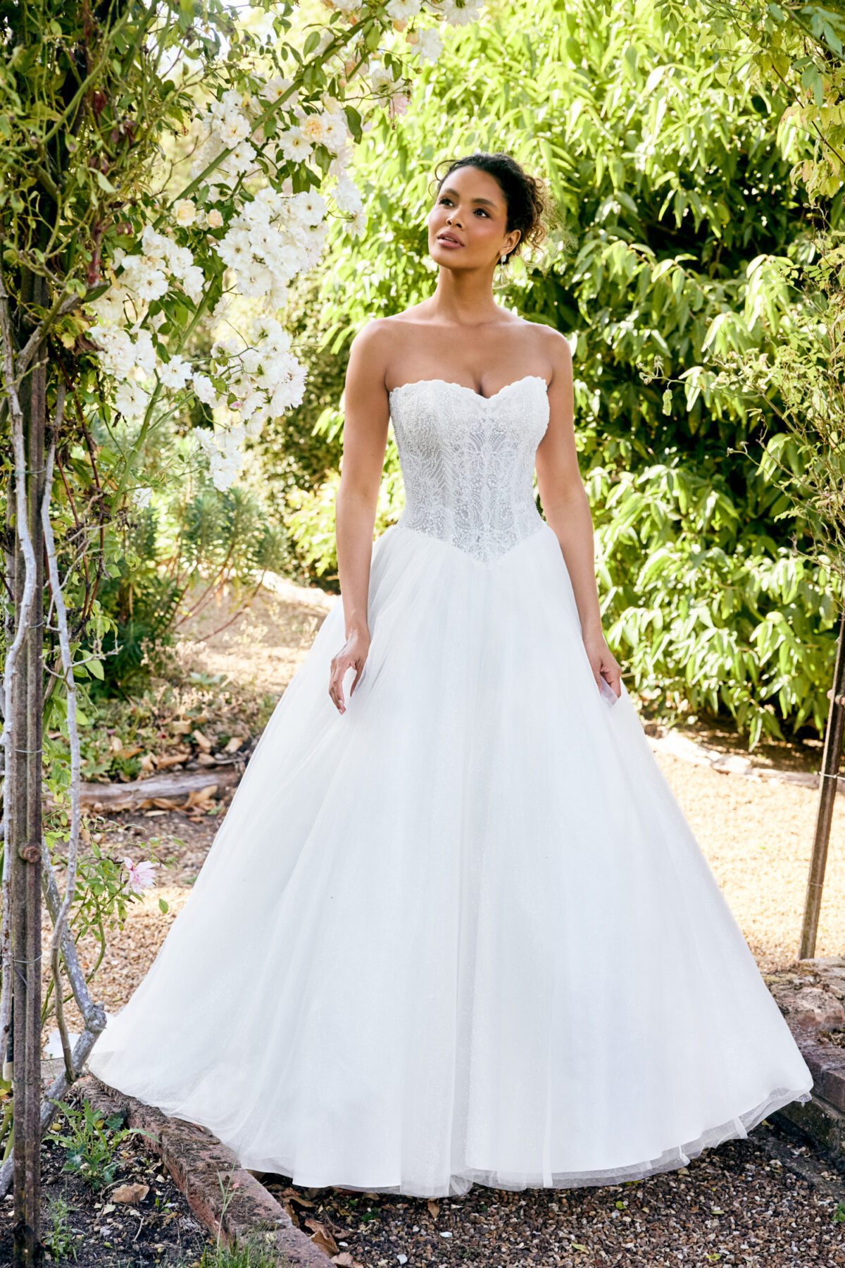 20089 - Ball Gown Νυφικό με Glitter Tulle, Beaded Corset & Sweetheart Ντεκολτέ - εικόνα 5