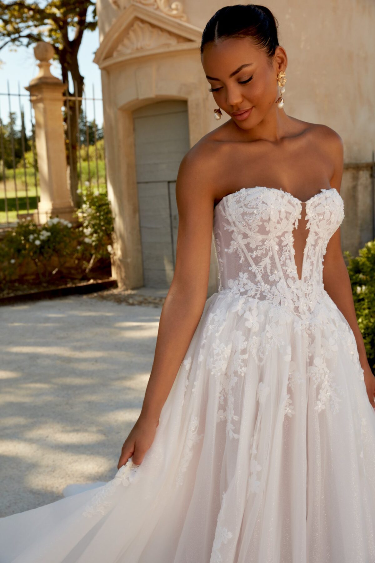 44593 Sincerity Bridal - λεπτομέρεια Sweetheart floral corset μπούστου