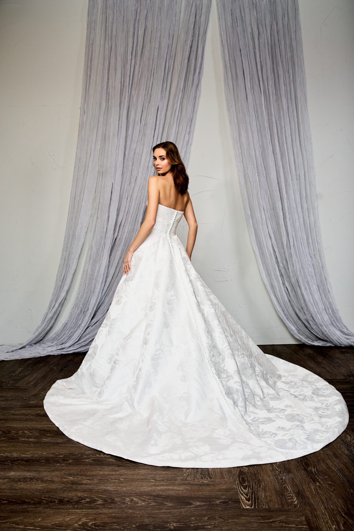 Νυφικό 55279 A-Line Νυφικό από Brocade με Sweetheart Ντεκολτέ & Basque Μέση