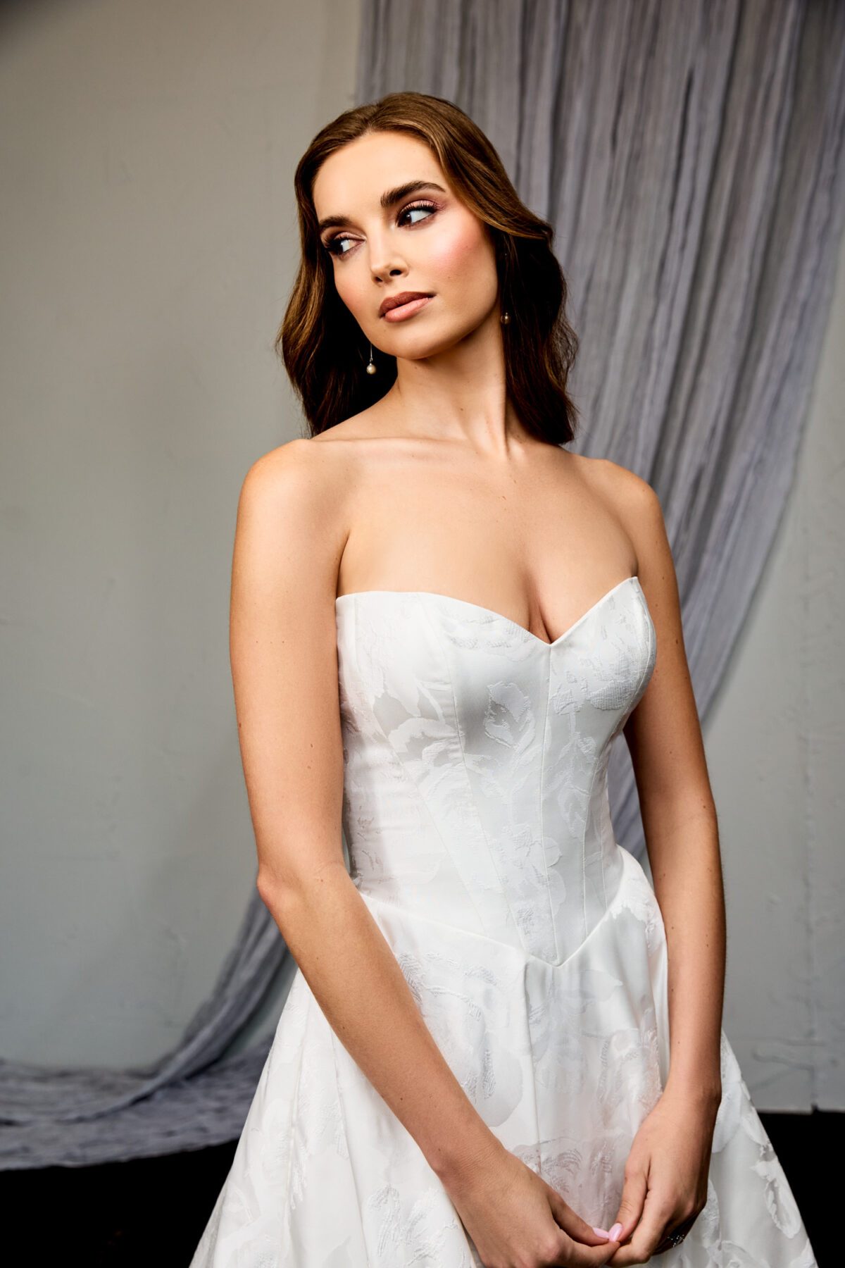 55279 - A-Line Νυφικό από Brocade με Sweetheart Ντεκολτέ & Basque Μέση - εικόνα 3