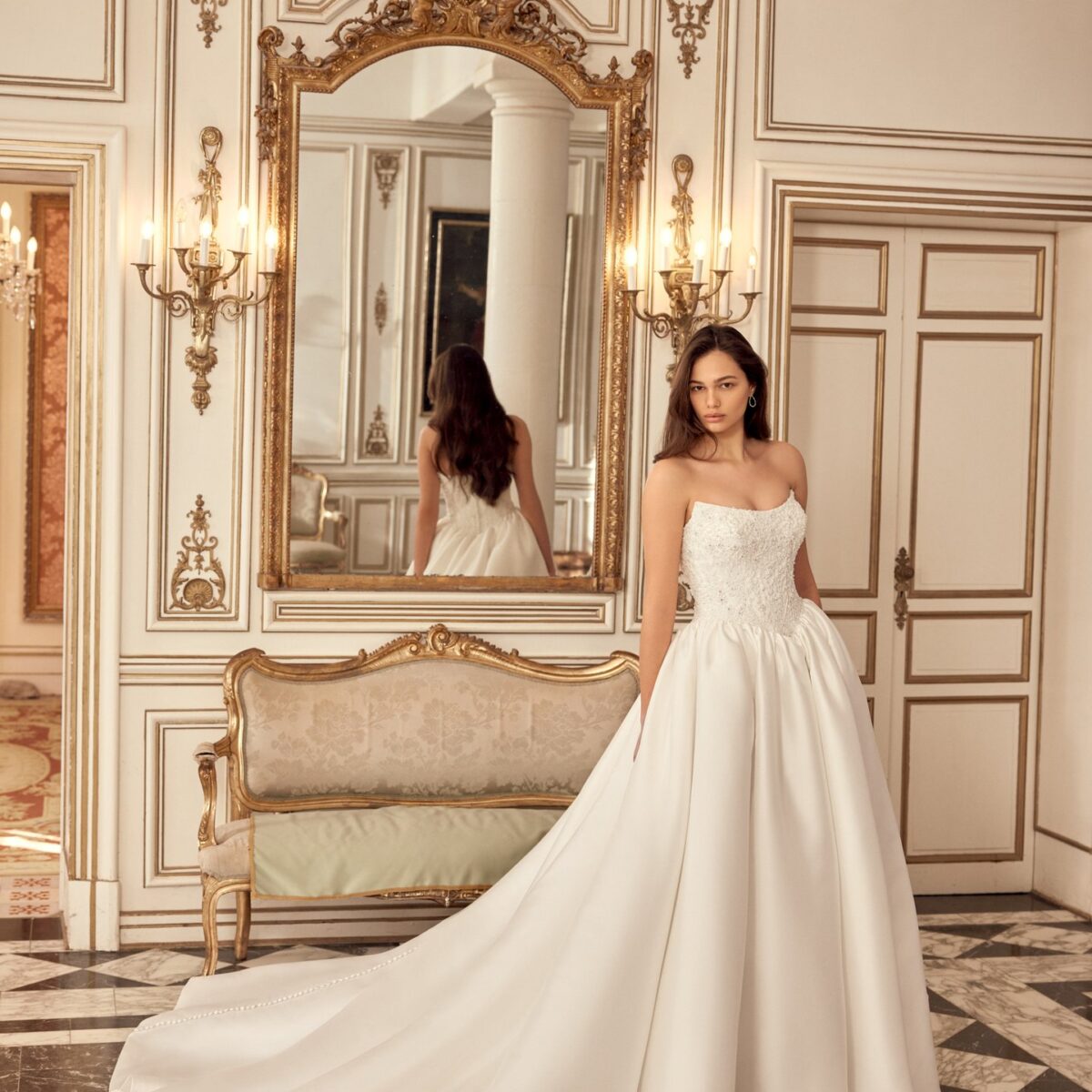 Nikita 88562 Justin Alexander Ball Gown με αποσπώμενα lace μανίκια - μπροστινή ολόσωμη όψη